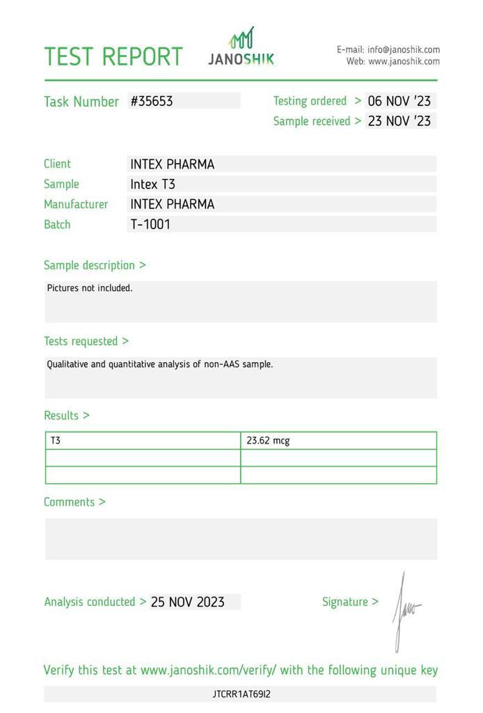 intex pharma t3 100 tabs